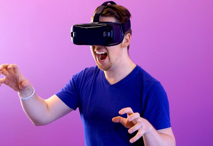 person wearing a VR headset